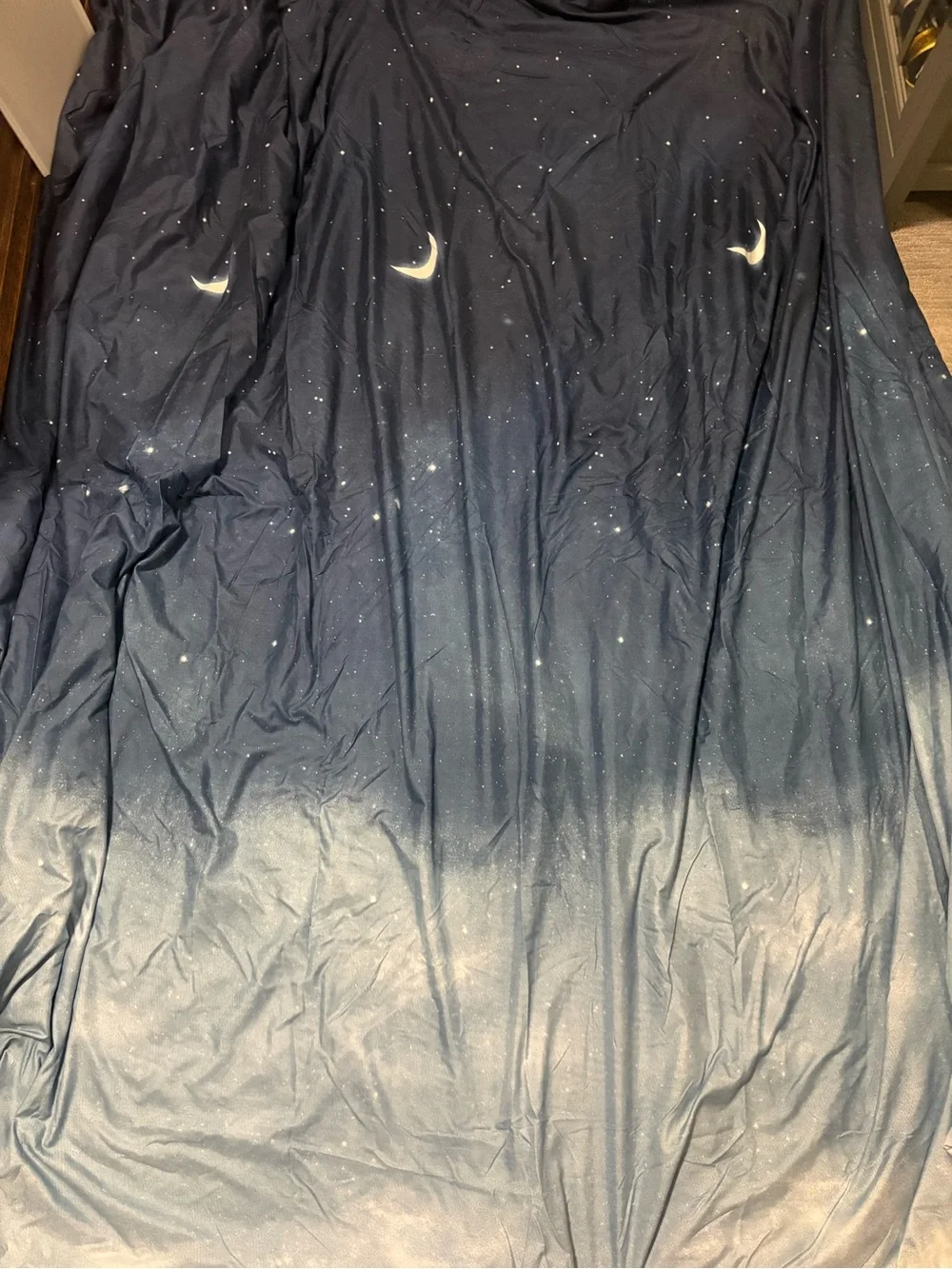 62- Night Sky Crescent Moon Blue Duvet Cover - Premium Home Bedding
